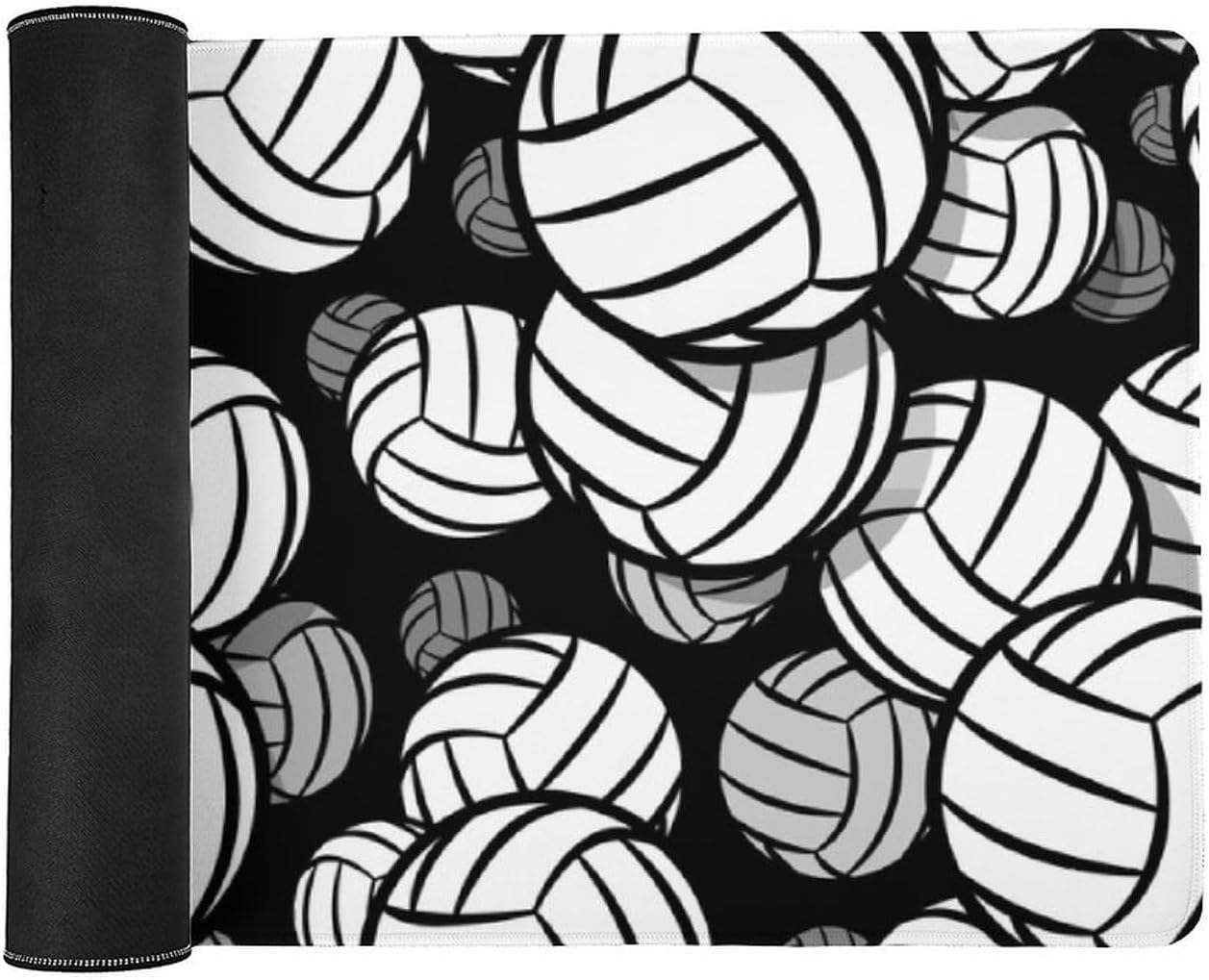 Black and White Volleyball Ball Fashionable Anti Slip Table Mat, Waterproof Mouse Protection Pad 40x90cm