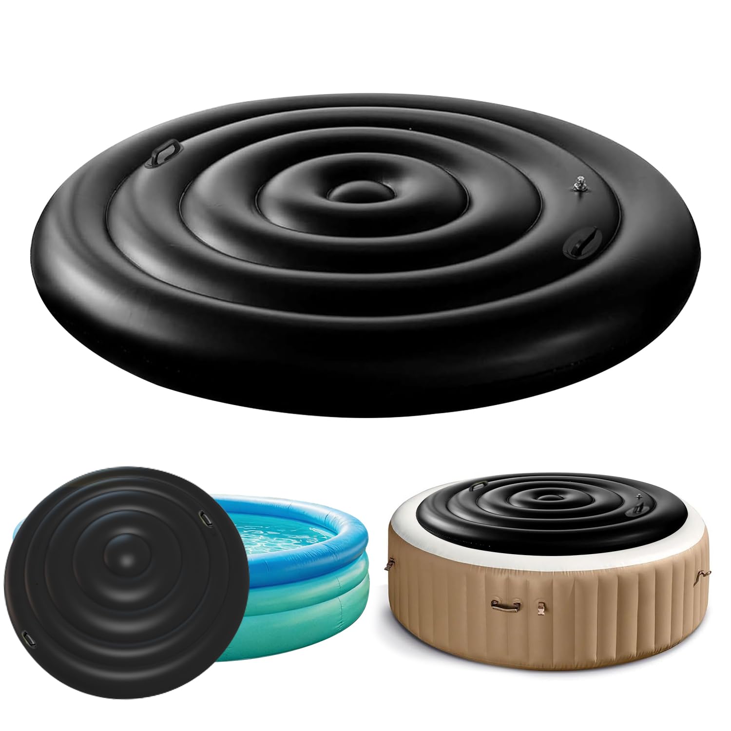 KEAGAN 4.5FT/138CM Inflatable Hot Tub Cover, Energy Saving Lid for Round Hot Tub, Outdoor Inflatable Hot Tub, with Handle, Foldable Protective Rain Overflow Cover for Inflatable Outdoor Hot Tubs