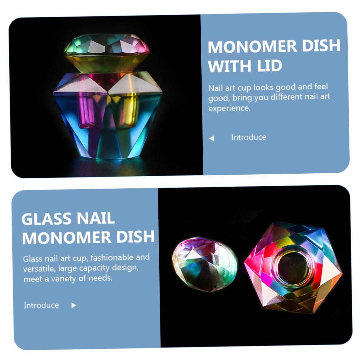 BELLIFFY Unique Shape Dish Glass Acrylic Nail Liquid Holder Nail Art Cup Holder Bowl