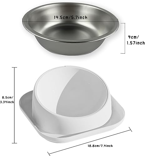 Miniatura 3 de Juego de cuencos de comida y agua para perros y gatos, cuencos dobles para alimentos con botella de agua por gravedad automática, alimentador lento