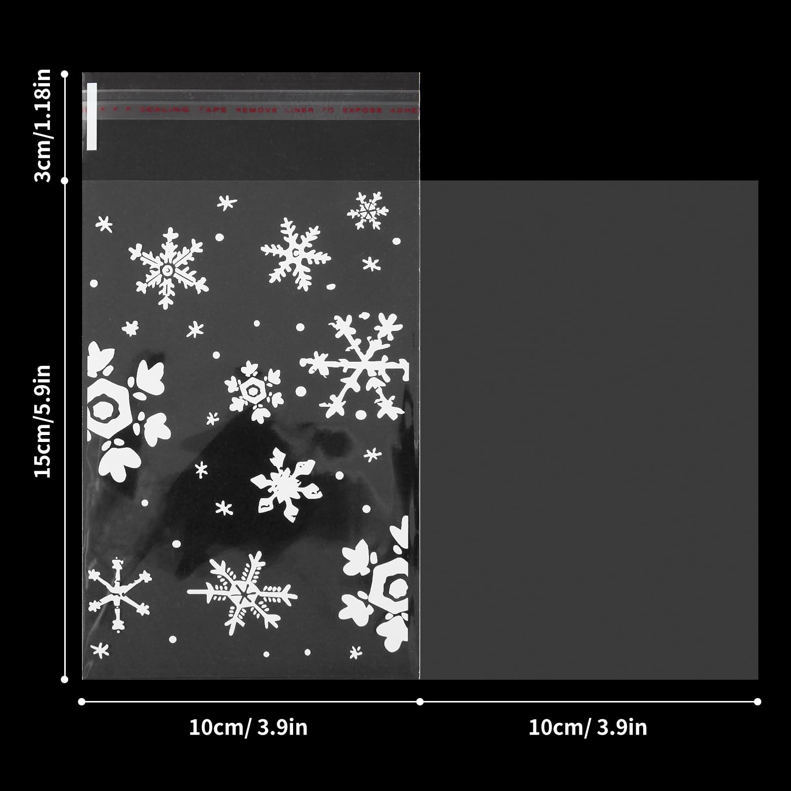 400 Pcs 10x15cm Sachet Plastique Transparent Avec Motif Flocon De Neige OPP P