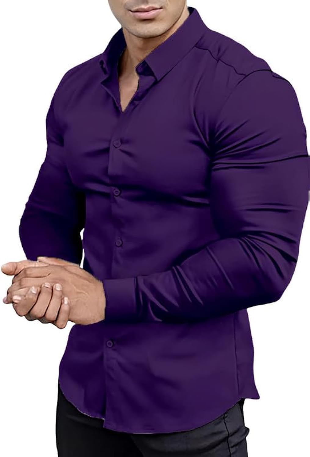 Men S Muscle Fit Dress Shirts Athletic Slim Fit Long | Desertcart BAHRAIN