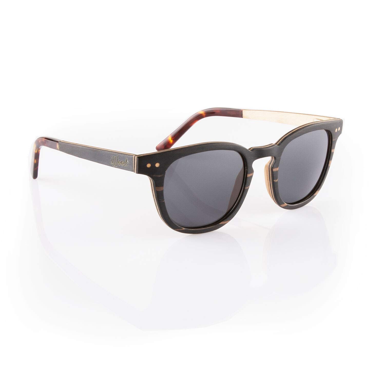 Iwood Sonnenbrille aus Holz/Echtholz/Echtholzbrille/Holzbrille - Modell 10 dunkles Sandelholz - für Damen und Herren - UV400 mit Polarisationsfilter (polarisiert) - Brillenmanufaktur aus Deutschland