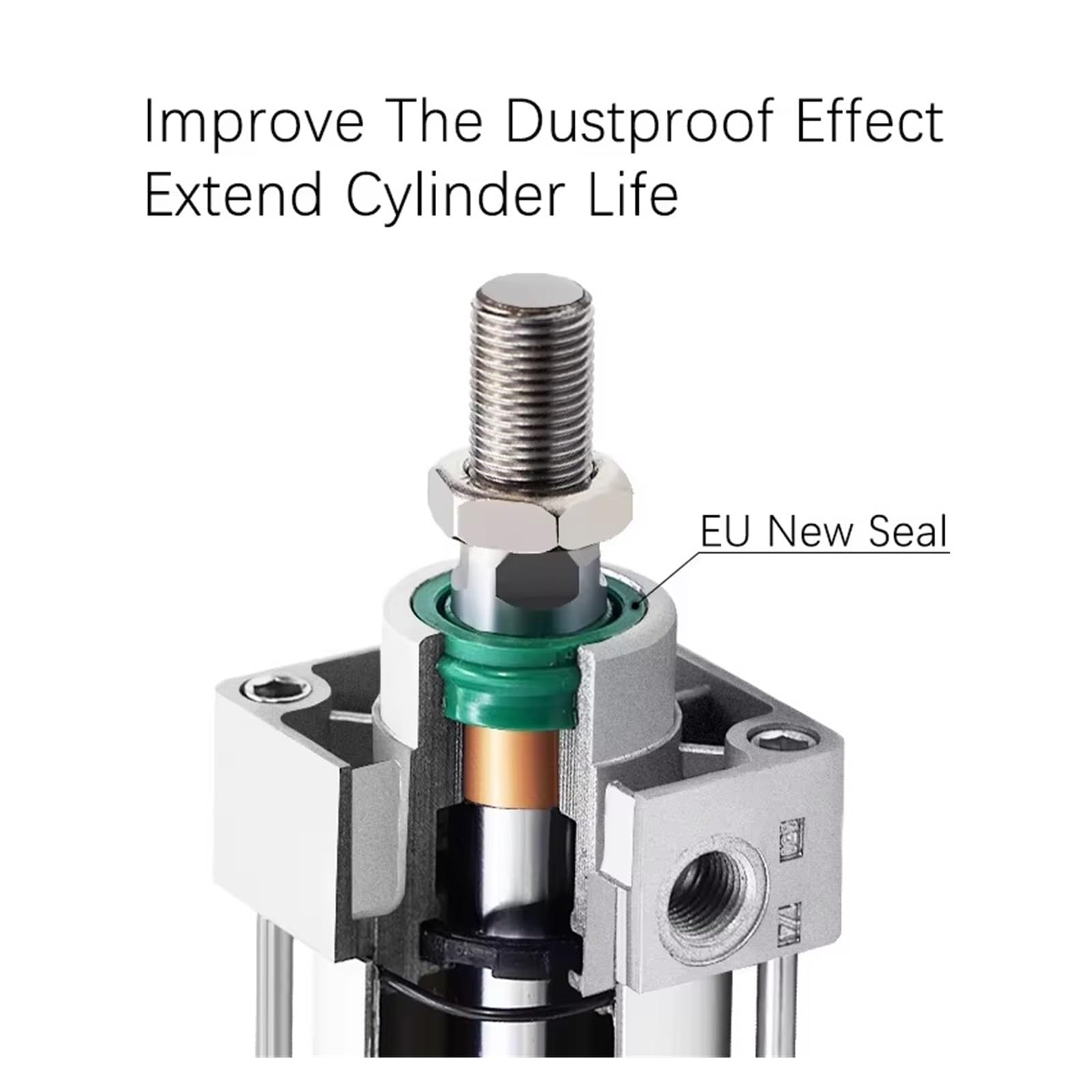 SCJ32*50/75/100/150/200-50-S Standard Luft Pneumatikzylinder Einstellbare Kolben Doppelstange Reset Dichtung Staubdicht(Stroke 0-50mm,SCJ40 (40mm))