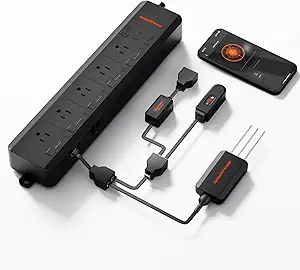Spider Farmer GGS AC5 Power Strip Kits, 5 AC Smart APP-Based Controls Outlets, 3 in 1 Soil Sensor, Temp Humid Light Sensor, for Indoor Grow Tent and Room
