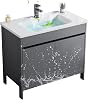 Washbasin Set, Washstand, Ceramic, Large Capacity, Freestanding, Sink with Hot and Cold Water Faucet, Hand Wash Bowl with Drainage, Sink Garden Single Bowl Sink, Storage Space, Outdoor FactoriesCommercial Household Use, Balcony, Garden 80 x 48 cm, 31.4 x 18.8 inches 18.8 cm