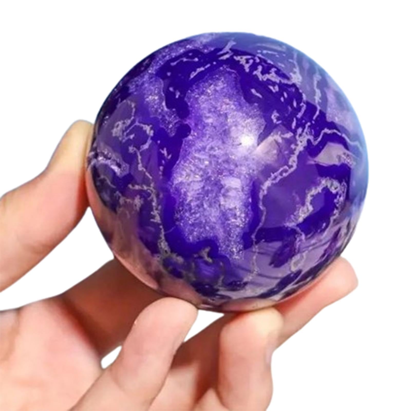 BJXKHFPIV Amethyst Moss Agate Ball Quartz Crystal Ball Crystal Sphere Figurine for Decorative Ball, Lens Ball Photography, Gaze Divination or Feng Shui and Divination Ball,7-7.5cm