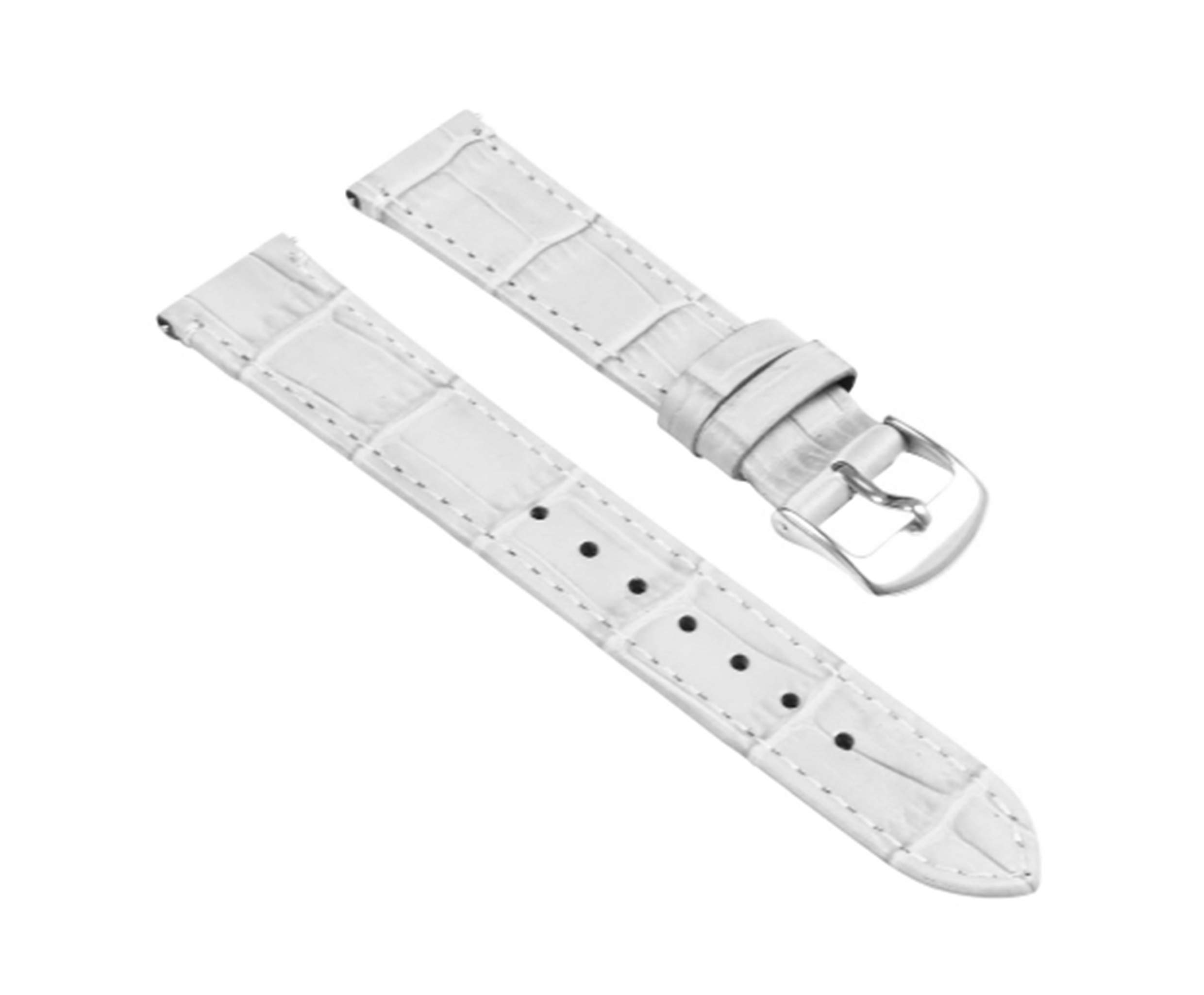 EwatchAccessories 20mm White Genuine Leather Watch Band Strap with Silver Stainless Steel Buckle for Men and Women (B08WWV7JSG) Amazon Price History, Amazon Price Tracker