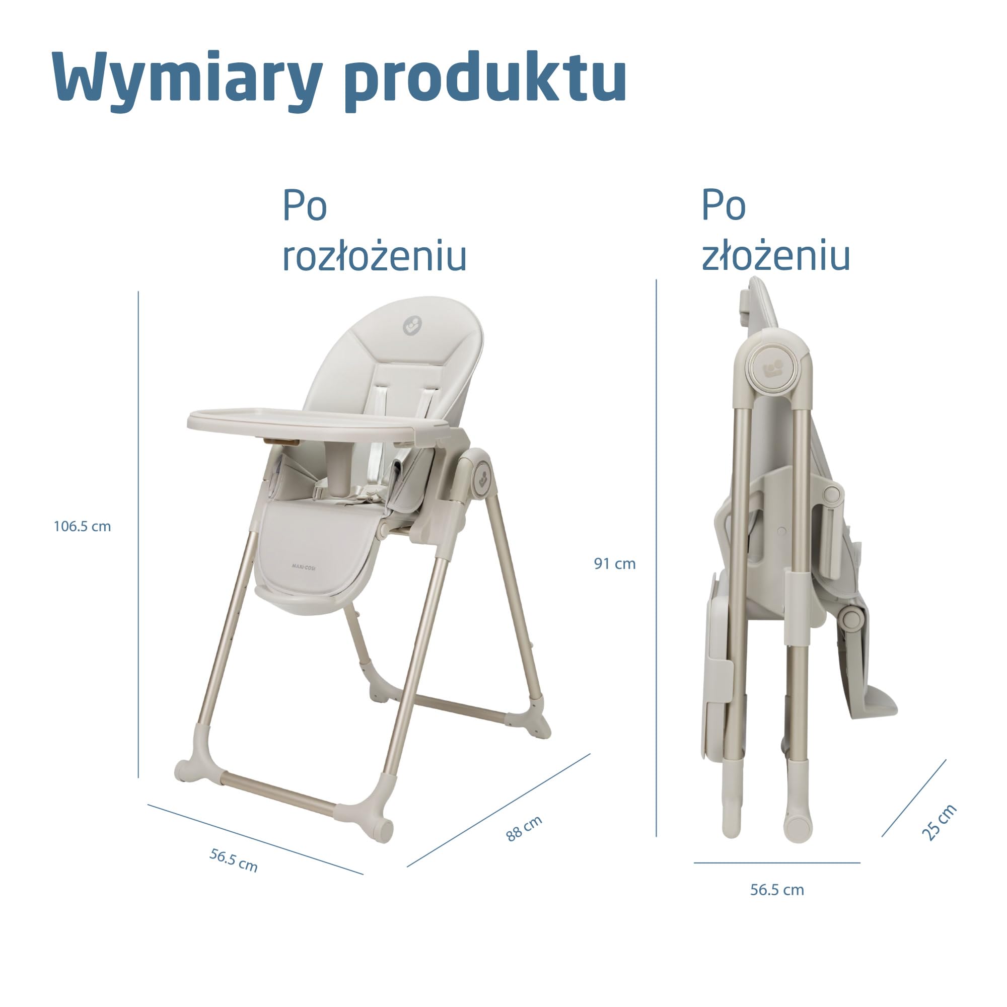 Maxi-Cosi Ava2 Krzesełka do Karmienia, 0–3 l. (do 15 kg), Kompakt. Składane Krzesełko do Karmienia, Lekkie (9,45 kg), 5 poz. Odchylenia i 6 Wysokości, Tacka Zdejmow. 1 Ręką, 2 Kółka, Elegance Graphite