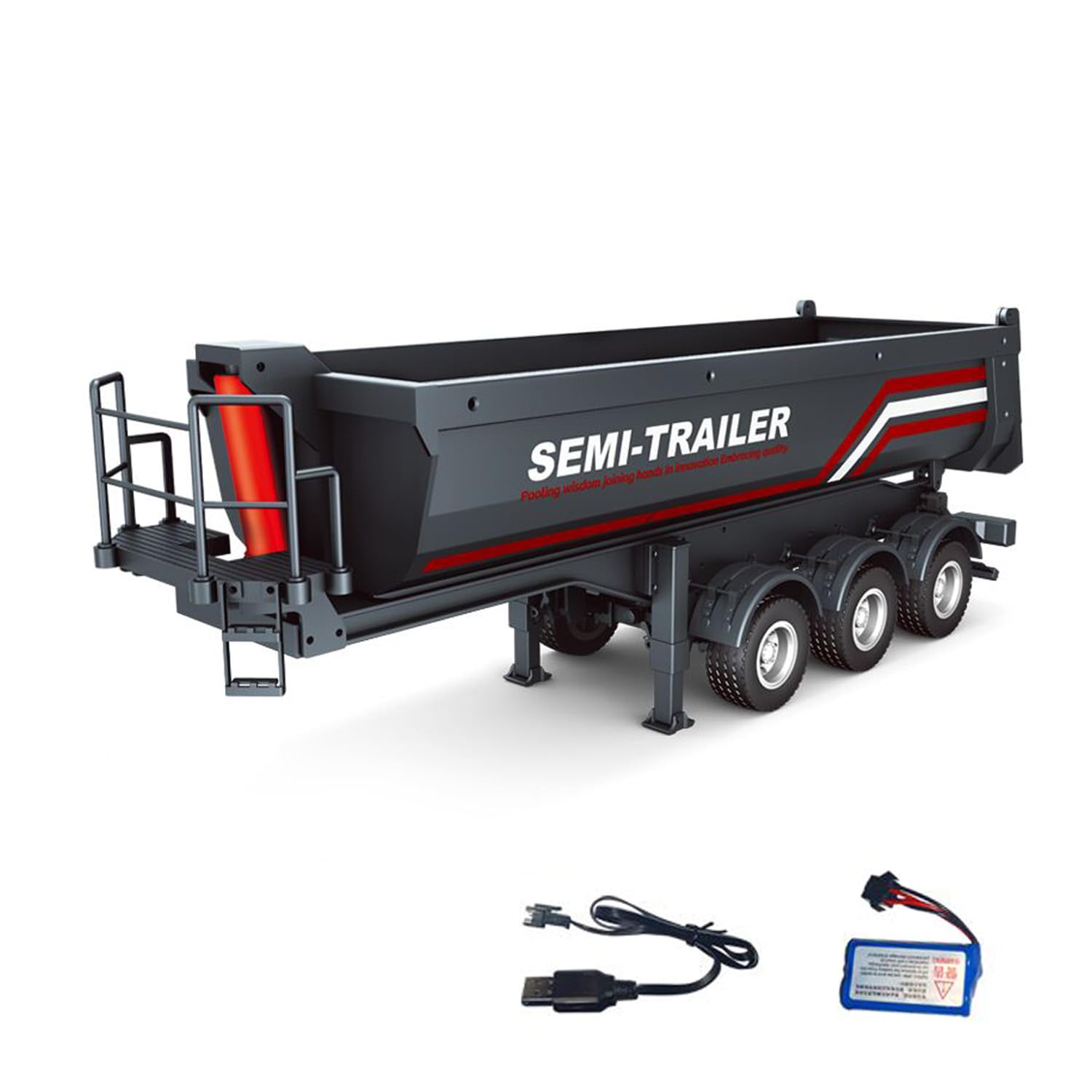 TOUCAN RC HOBBY HUINA 1/18 Elettrico Sollevamento Telecomando Semi-Dump Rimorchio per RC Trattore Camion 1501 Supporto Luce Posteriore Gamba Nessun Sistema Suono per Adulti Forte Modello Avanzato