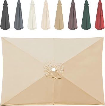Replacement Cloth For Patio Umbrella Sun Protection For 6 Ribs, 2m3m Rectangular Garden Parasol Canopy Cover, Waterproof UV-resistant Outdoor Table Umbrella Canopy Canopy Only