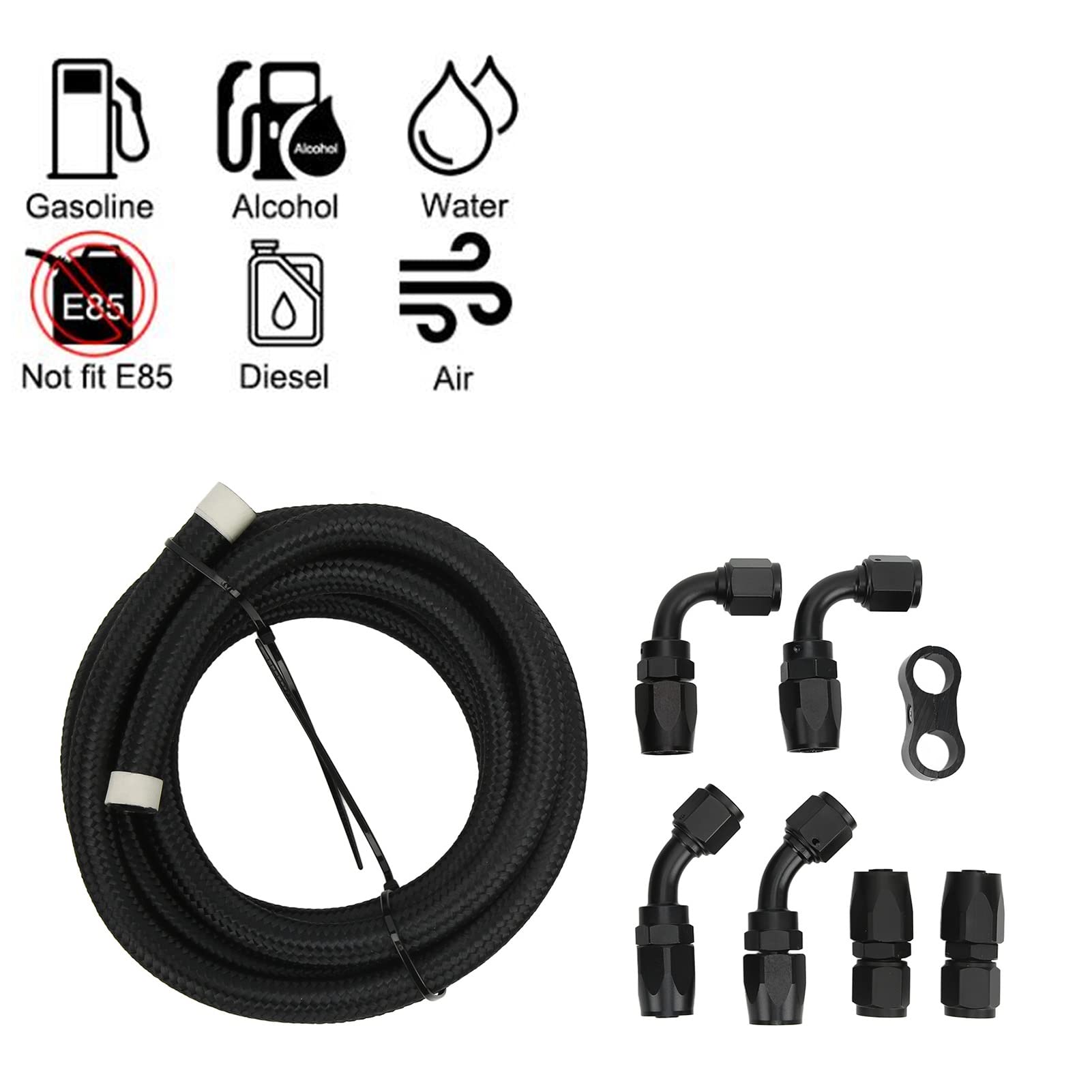 KIMISS Fuel Line Hose Kit, 3 Meter Rotatable Fuel Hose Adapter Set AN6