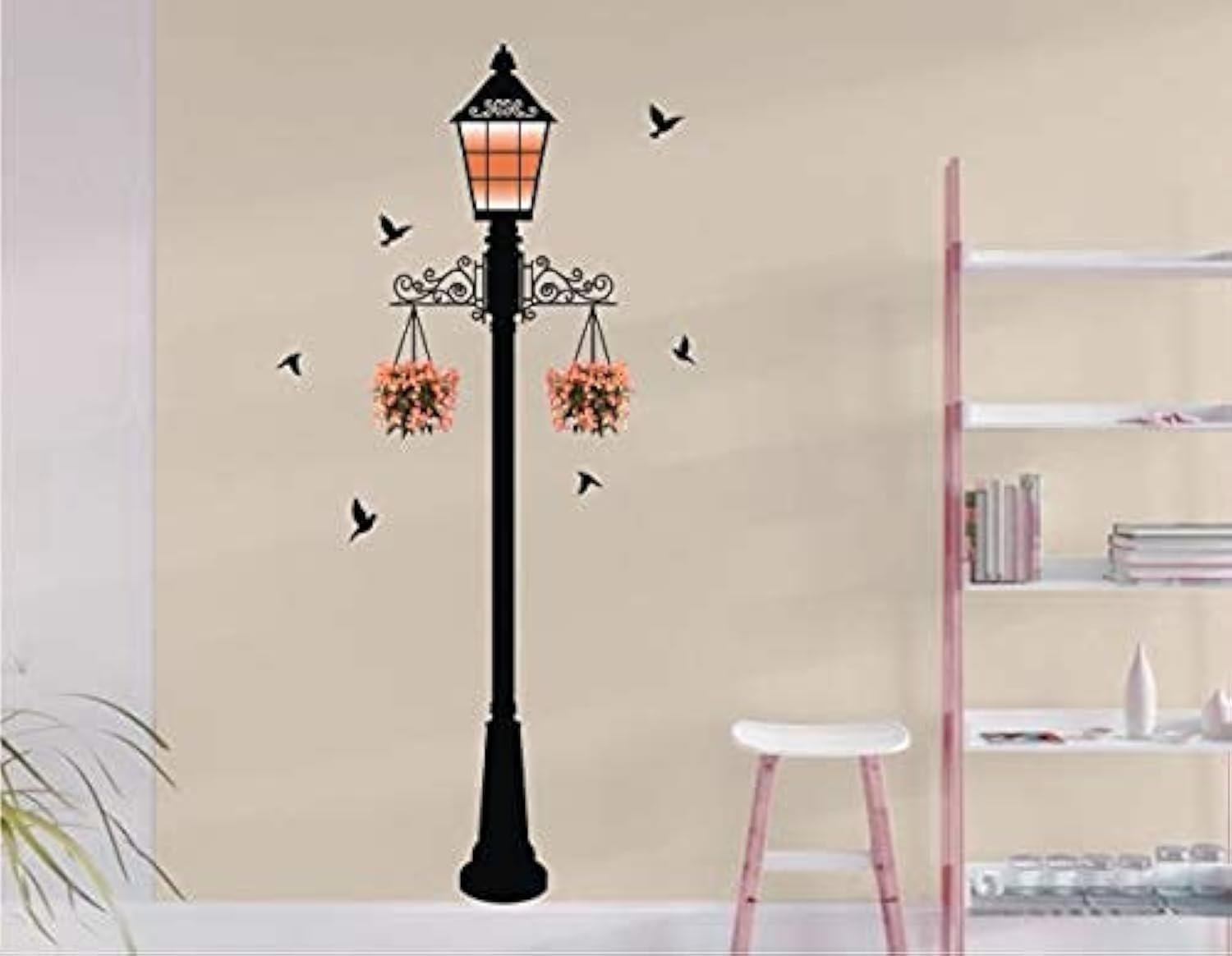 Heaven Decors Pvc Vinyl Cors Street London Lamp With Hanging Flower Wall Sticker For Living Room,Hall Decor (Ideal Size On Wall: 63 Cm X 130 Cm),Multicolour, Self Adhesive (B08XNKXSJ9) Amazon Price History, Amazon Price Tracker