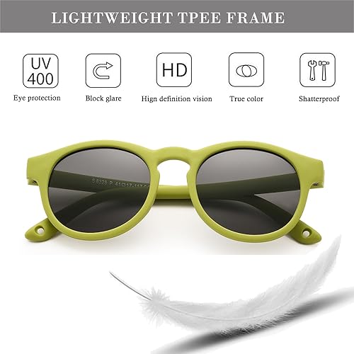 Miniatura 4 de HJSTES Lentes de sol polarizados para niños y niñas, marco flexible TPEE con correa, para bebés de 0 a 3 años