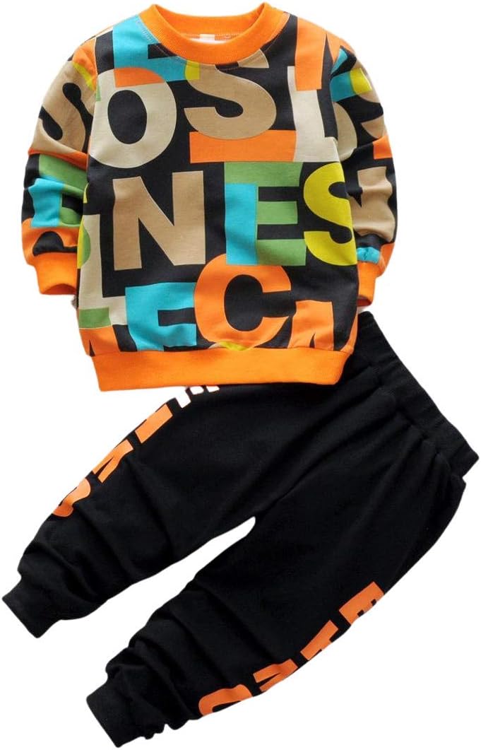 Boy's Cotton full Sleeves Printed Sweatshirt and Pant Set in Multi Color