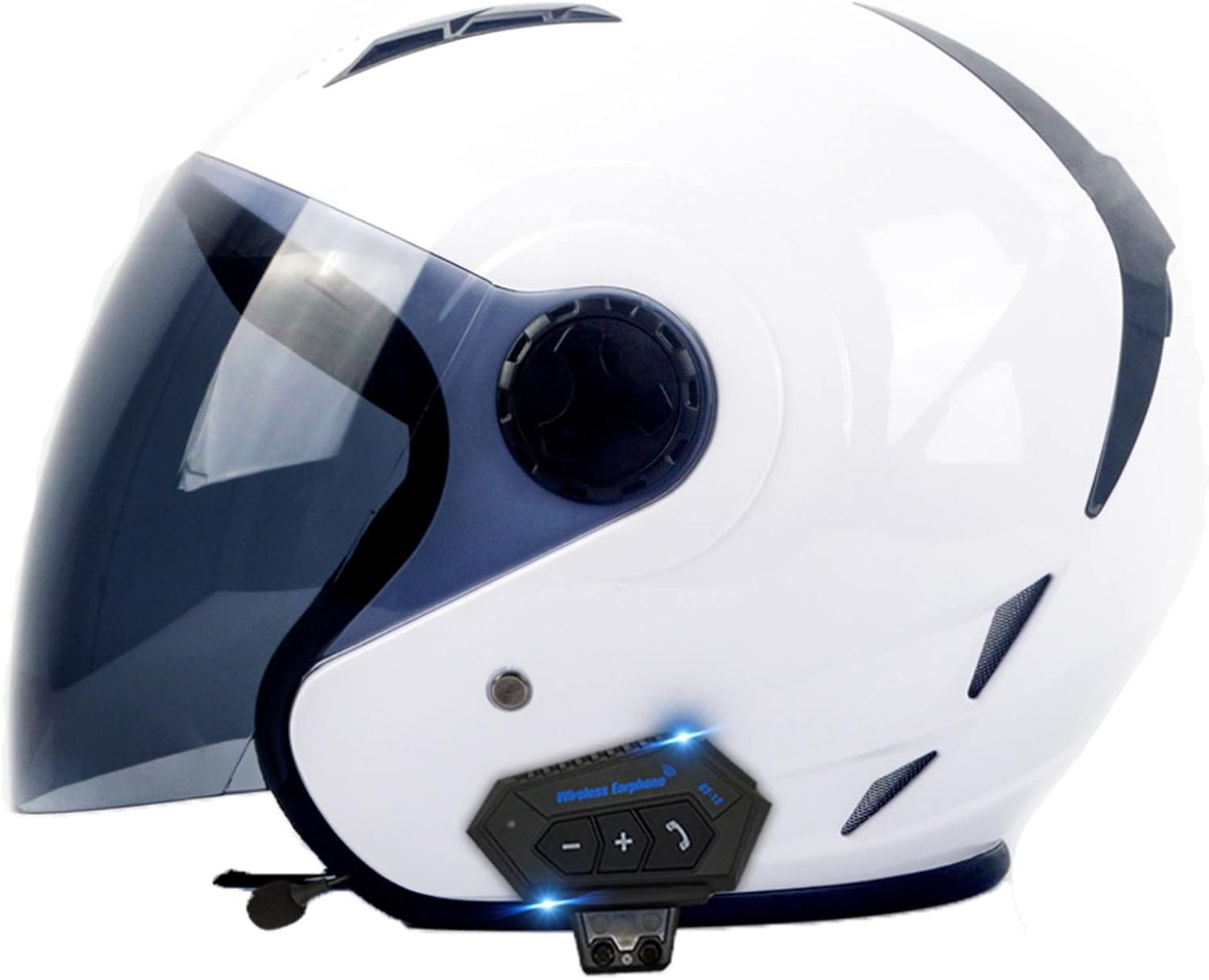 Retro Motorbike Half Helmet Bluetooth Motorcycle Open Face Helmet with Sun Visor