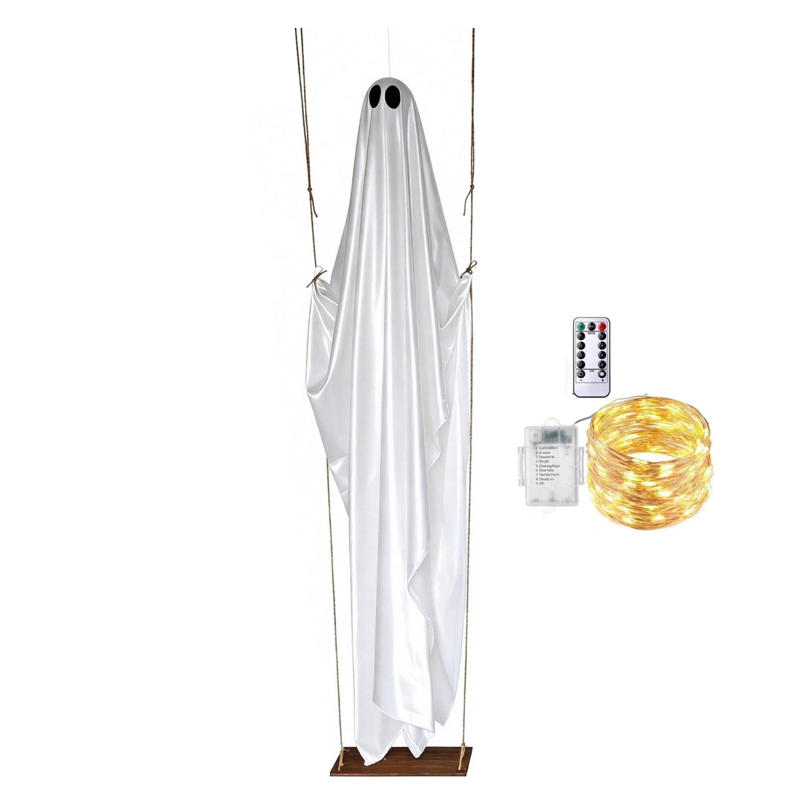 RetroNest Hanging Swinging Ghost Halloween Decoration with LED Light Up Spooky Floating Figure 120cm to 180cm Remote Control Large Outdoor Yard Porch Tree Garden Prop Decor 180cm With Light