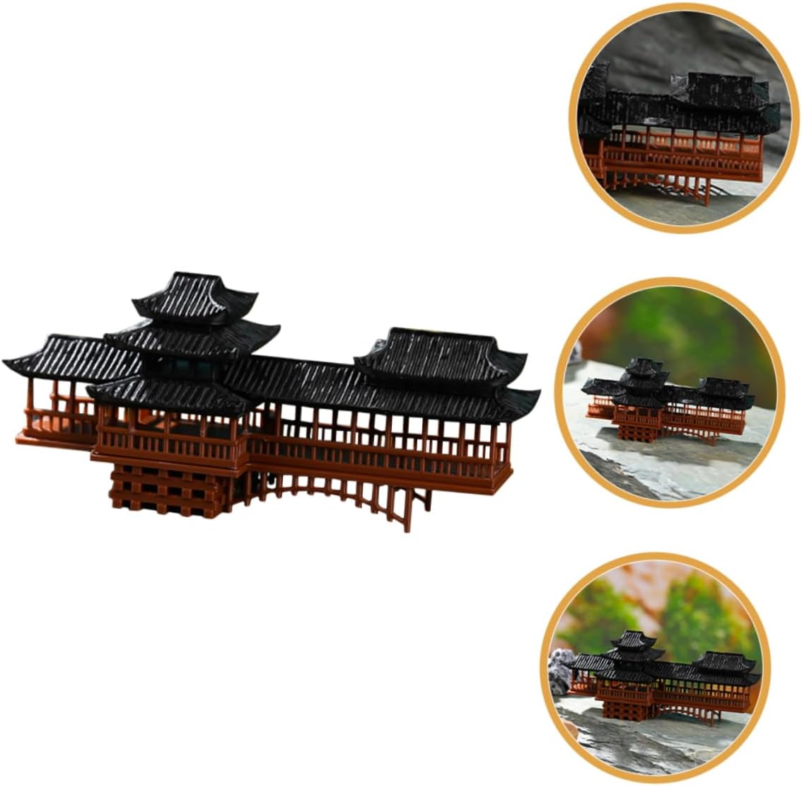 Miniature Chinese Corridor Bridge Ornament for Bonsai Garden Decor