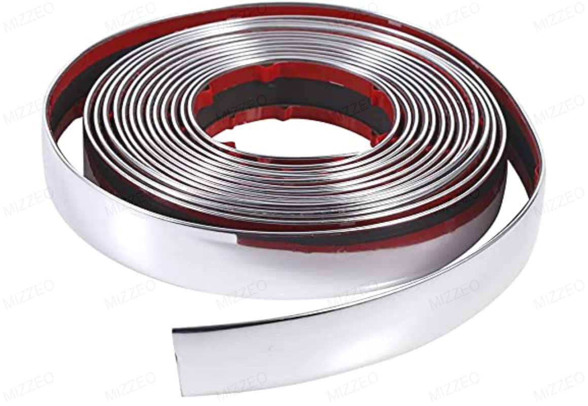 MIZZEO Chrome Silver Strip | Beading Roll | Door Edge Guard Protector | Window | Bumper Edge Lip Guard | Grill | Interior Exterior Decor (15 mm x 5 Meter) Compatible with All Cars & SUVs-image-15