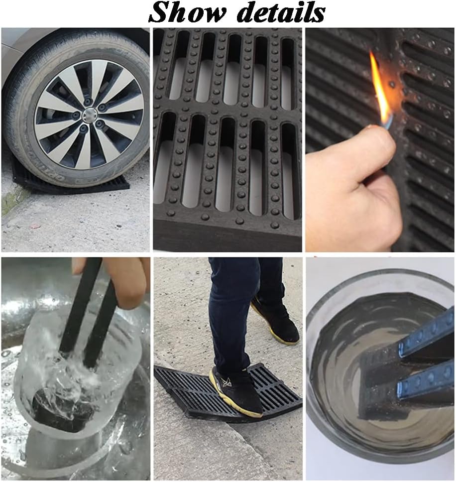 Linear Drain Cover Grate for Swimming Pool – Polymer Black Gutter Grating, 50x25x2cm, Efficient Drainage Solution for Overflow Protection and Pool Maintenance