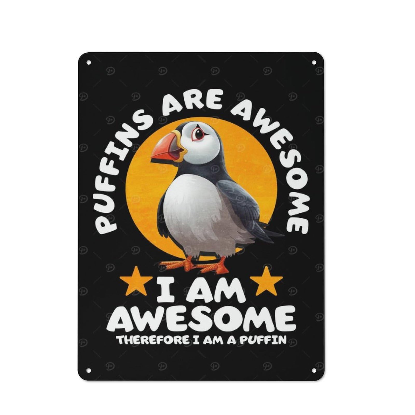 Junmoney Style-10 Tin Wall Plaque 40X30cm With Atlantic Puffin For Café Or Restaurant, Housewarming Present For People Styling Café And Restaurant