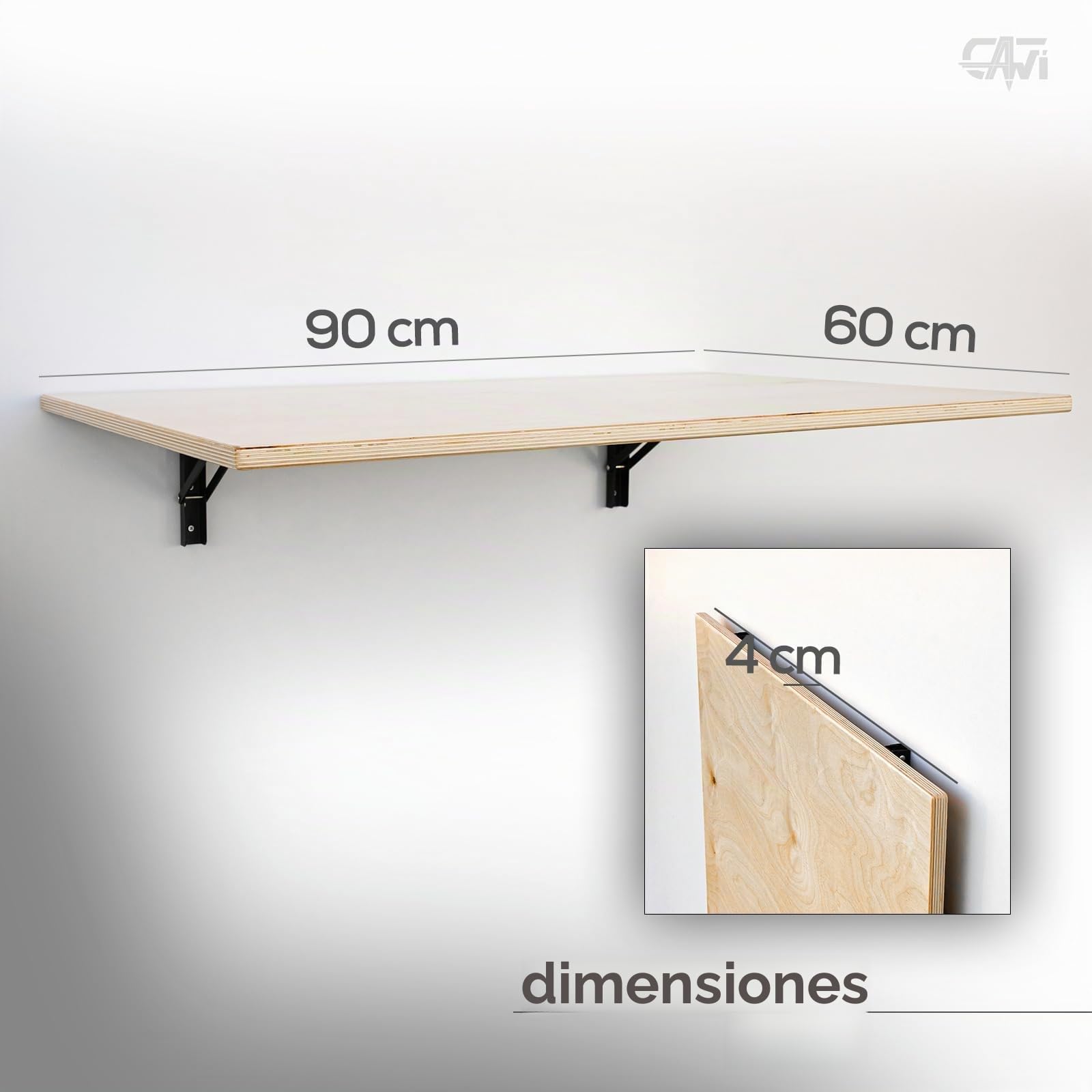 Mesa Plegable de Pared Estable de Madera Maciza: Ahorra Espacio, Mesa de Cocina y Escritorio Flotante, MDF Laminado
