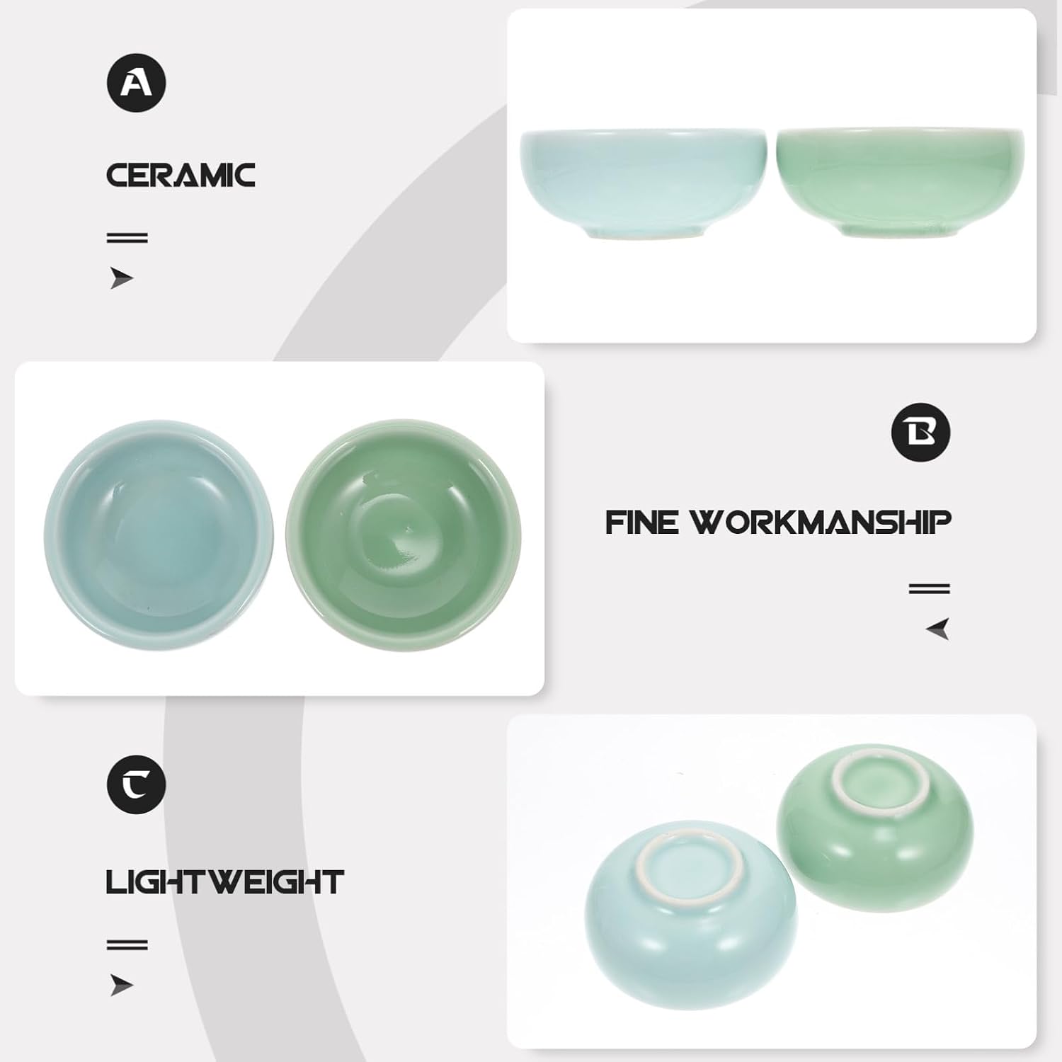 Amosfun 2pcs Ceramic Ink Brush Washers and Ink Tray Set for Calligraphy and Painting Artists Water Container for Brush Cleaning and Storage in Art Studios Random Color