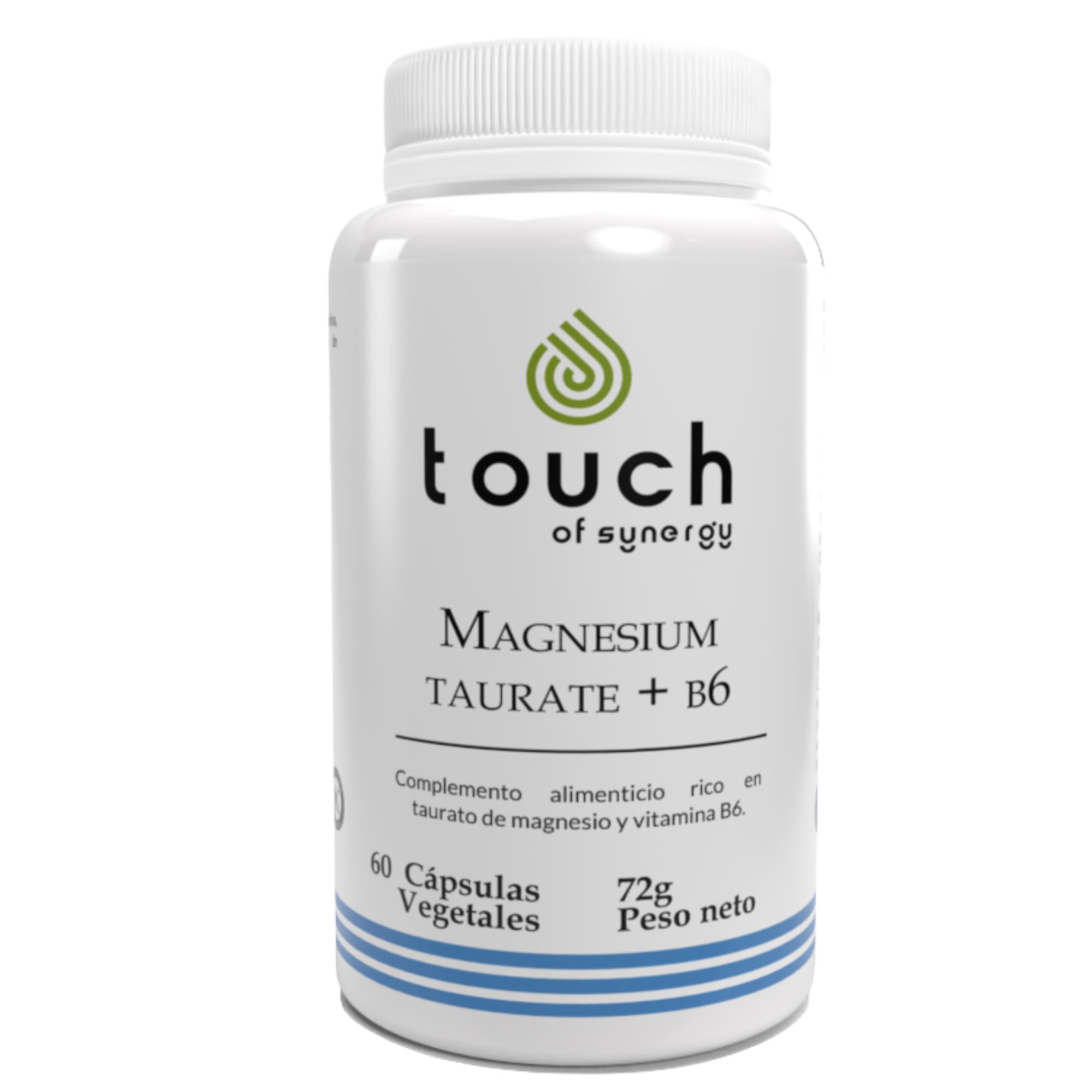 Magnesium Taurate + B6-60 Cápsulas - Suplemento de Magnesio y Vitamina B6 - Reduce el Estrés, Mejora el Sueño y la Función Muscular