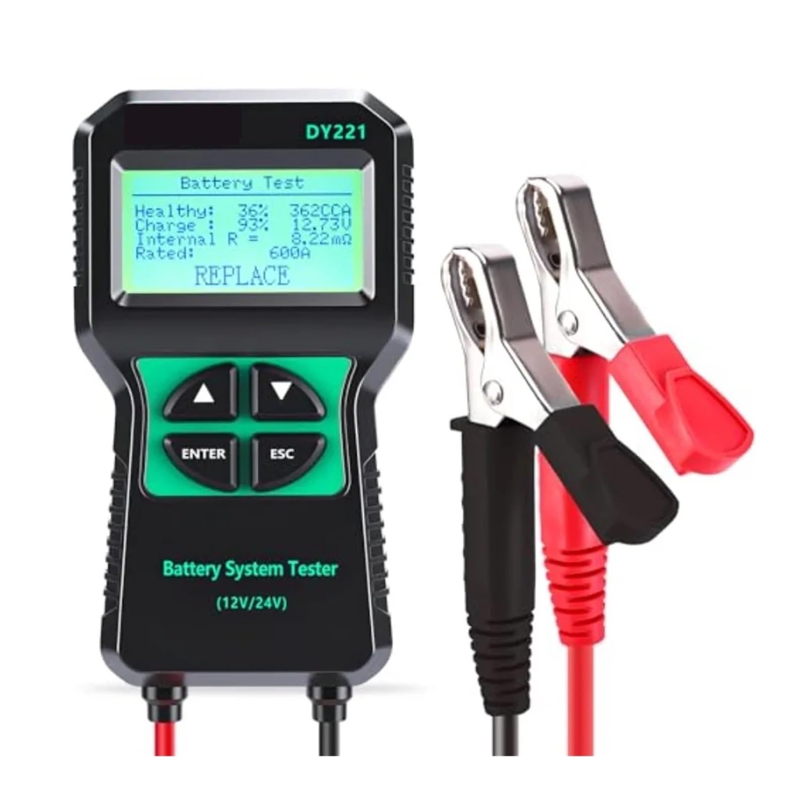 Tester per Condensatori, Tester for batteria auto 12V 24V Strumento diagnostico digitale for alternatore automobilistico con capacità di carico 100-2000 CCA for una precisione