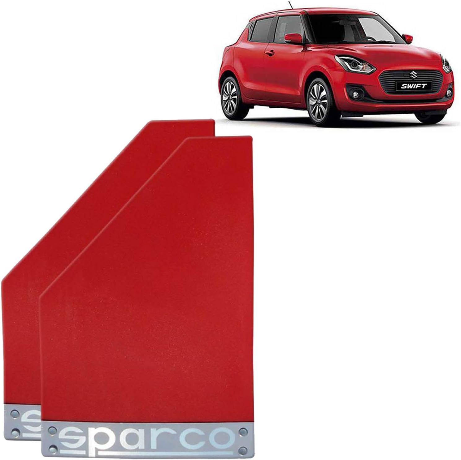 Sparco Car Plastic Mud Flap Set of 2 Red for Universal for