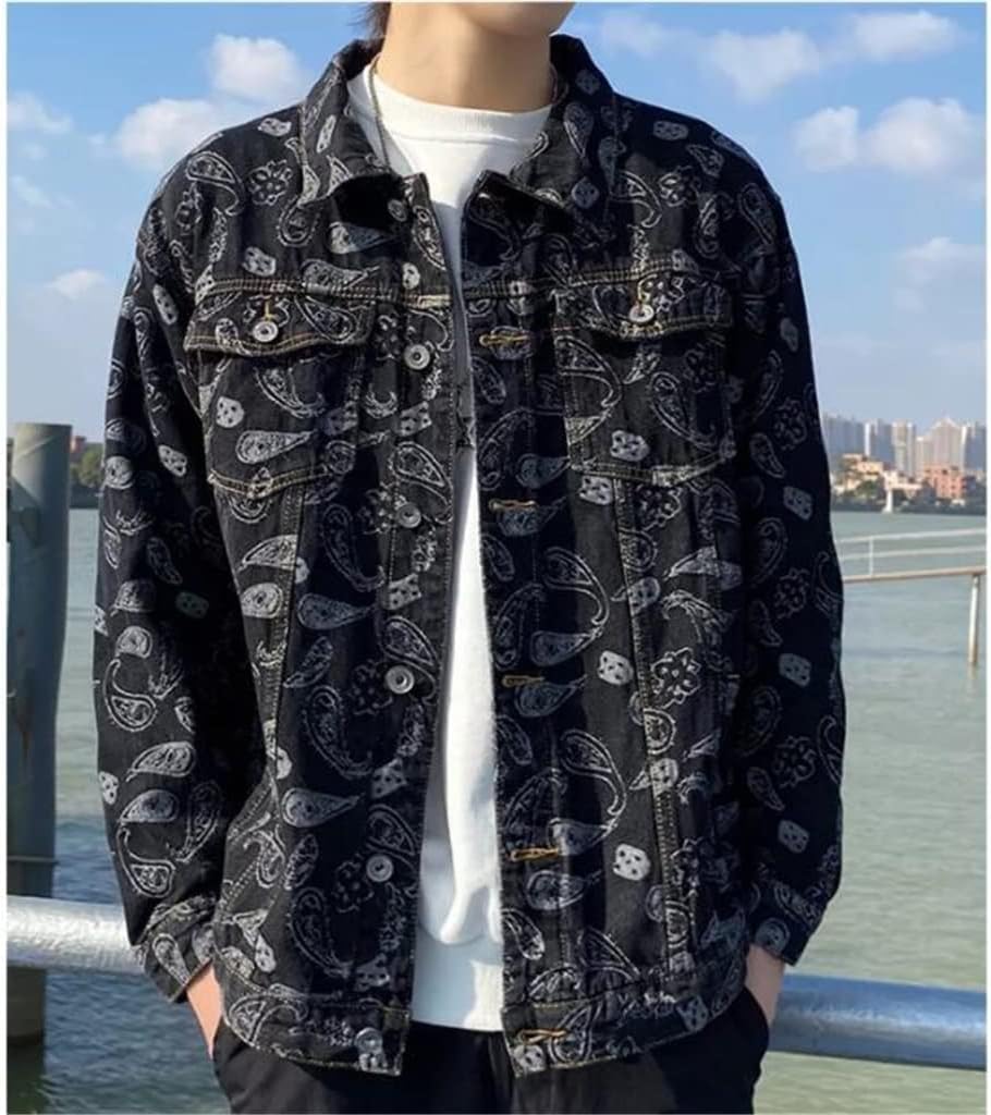 Retro Denim Jacket Boys Spring Ruffian Handsome Overalls Men's Top(XL code)