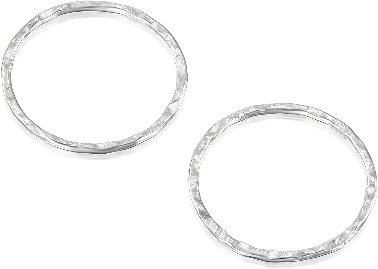 Hand Hammered 925 Sterling Silver 17 mm Hoops Rings or Loops Jewelry Findings for Your DIY Earrings Necklaces & Bracelets Creations, 6 Pcs