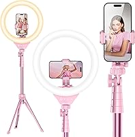 UBeesize 12'' Pink Selfie Ring Light with 62'' Tripod Stand for YouTube, TikTok, Instagram Live Streaming & Video Calls