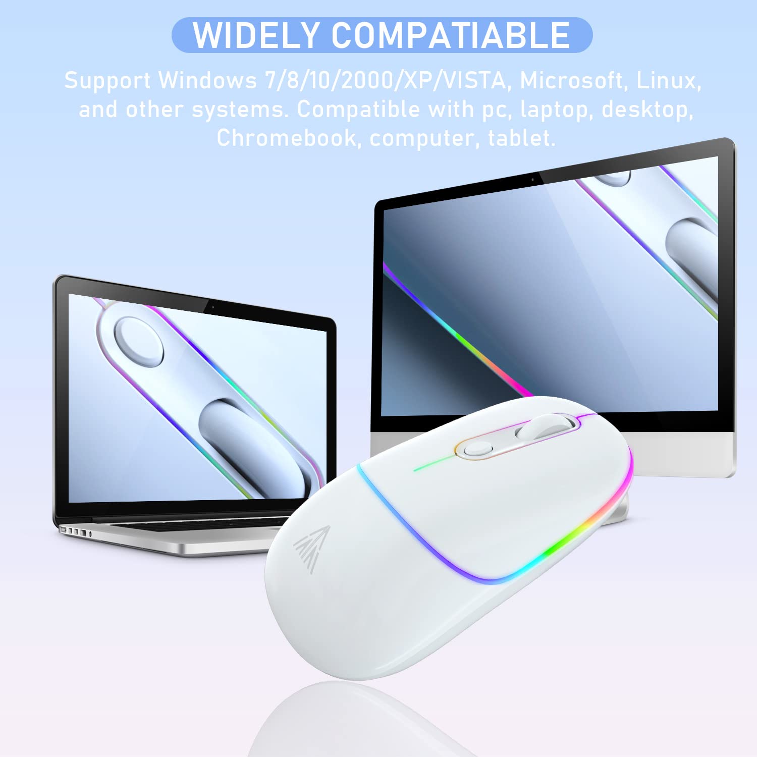 Buy SOLAKAKA Silent Wireless Mouse White, Rechargeable Computer Mice