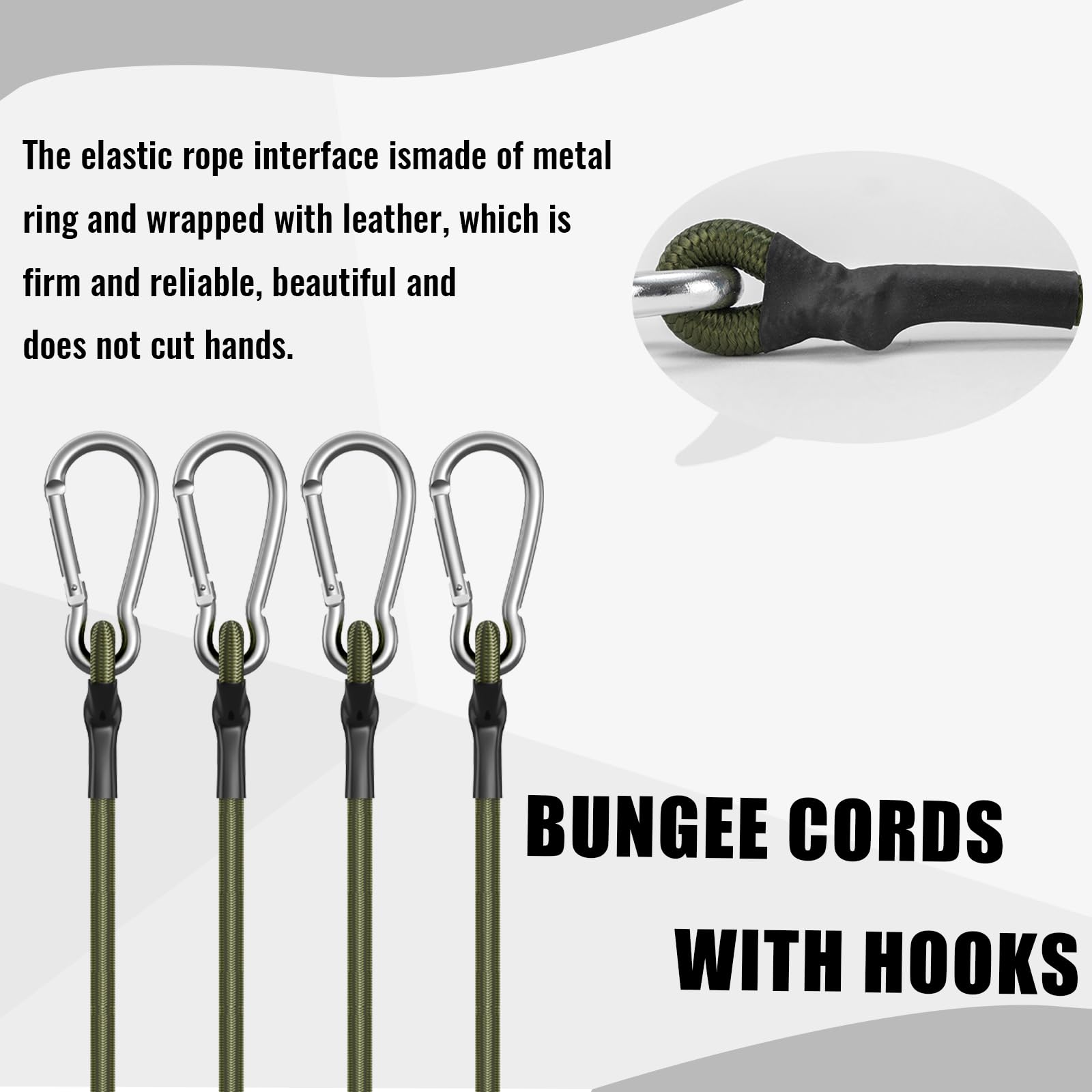 4 Pack 12 Inch Bungee Cords With Carabiner Hooks – 1/3 Inch Heavy-Duty Elastic Rope For Camping, Bike Racks, Gear Securing