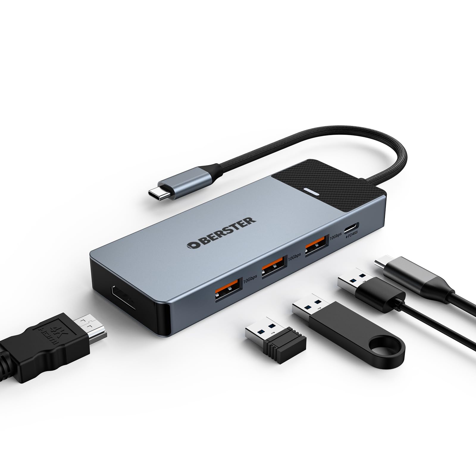 Hub C USB OBERSTER adaptador tipo C con tres puertos USB 3.2 para Mac Air 8