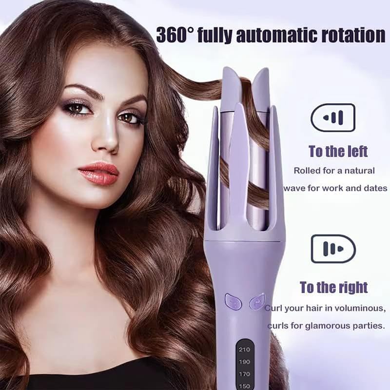 Electric Heated 28mm Hair Curler, 4 Heat Levels Hair Curling Iron, Professional Long-Lasting Electric Big Wave Hair Styling Tool for Beach Waves, Blitz Curler, Hair Styling Tools (Purple)