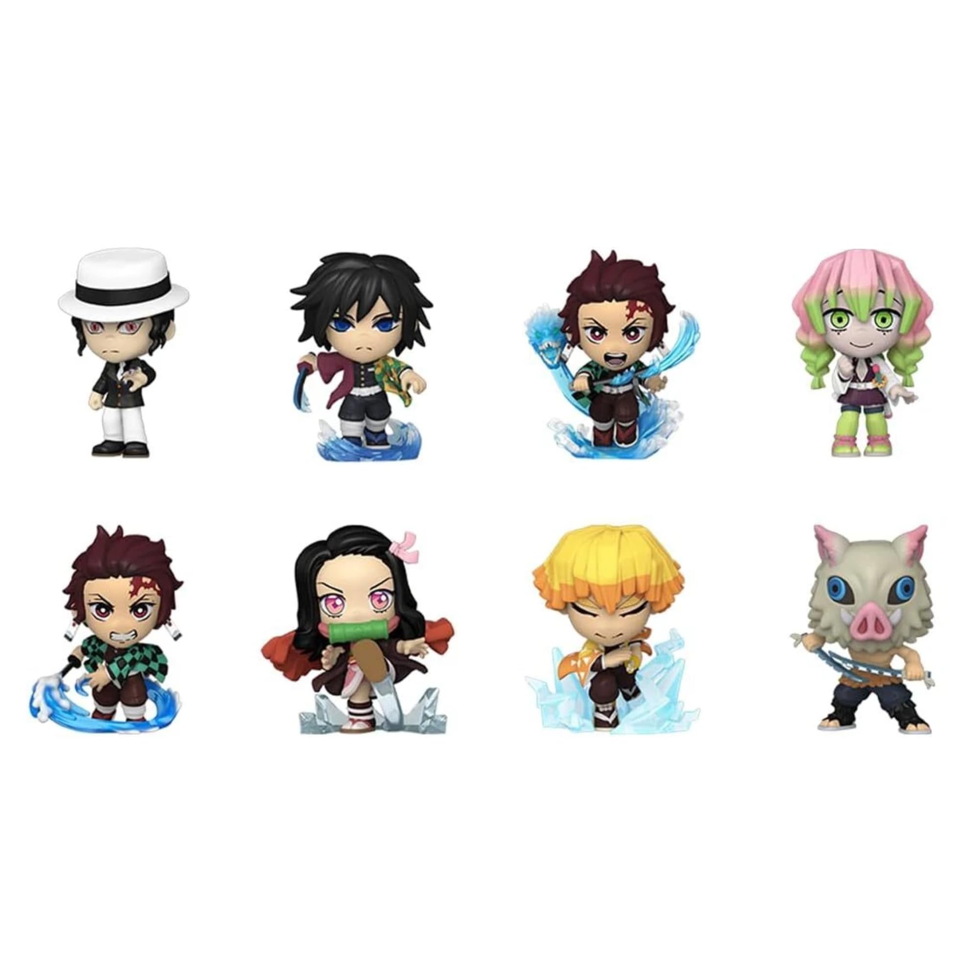 Funko Mini's Demon Slayer - Anime Fans - Set of All 8 - Tamiro Kamado with Dragon, Muzan Kibutsuji, Mitsuri Kanroji, Guyi Tomioka, Tanjiro Kamada, Zenitsu Agatsuma, Inosuke Hashibira & Nezuko Kamado