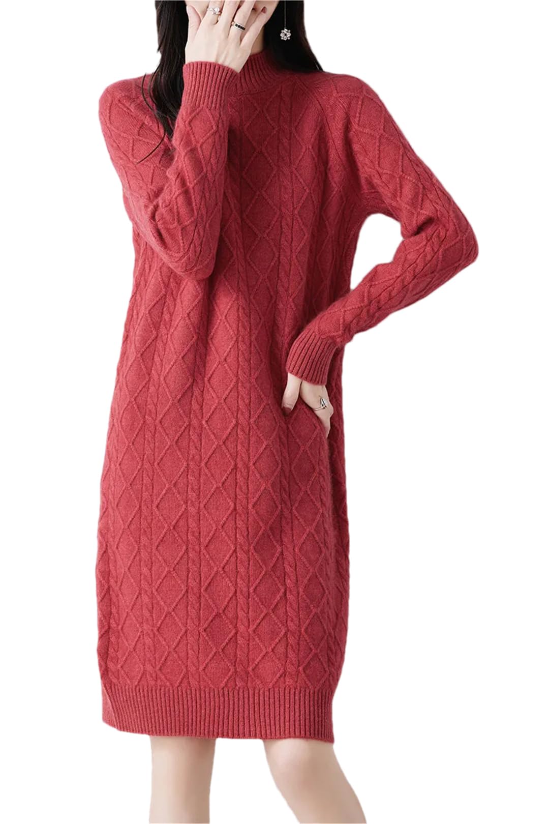 Disimlarl Maglione da donna in lana ispessito vestito a righe cavo fiore matita pullover maglioni