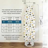 Vista 2 de Encasa XO Funda y almohadilla para tabla de planchar de 42 x 14 pulgadas, acolchado de fieltro de 0.118 in de grosor, ajuste y bloqueo de cordón