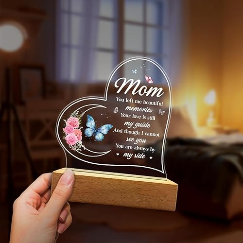 Miniatura 5 de SANDJEST Luz nocturna acrílica para la pérdida de la madre  You Left Me Beautiful Memories regalos de condolencias  Recuerdo de luces nocturnas