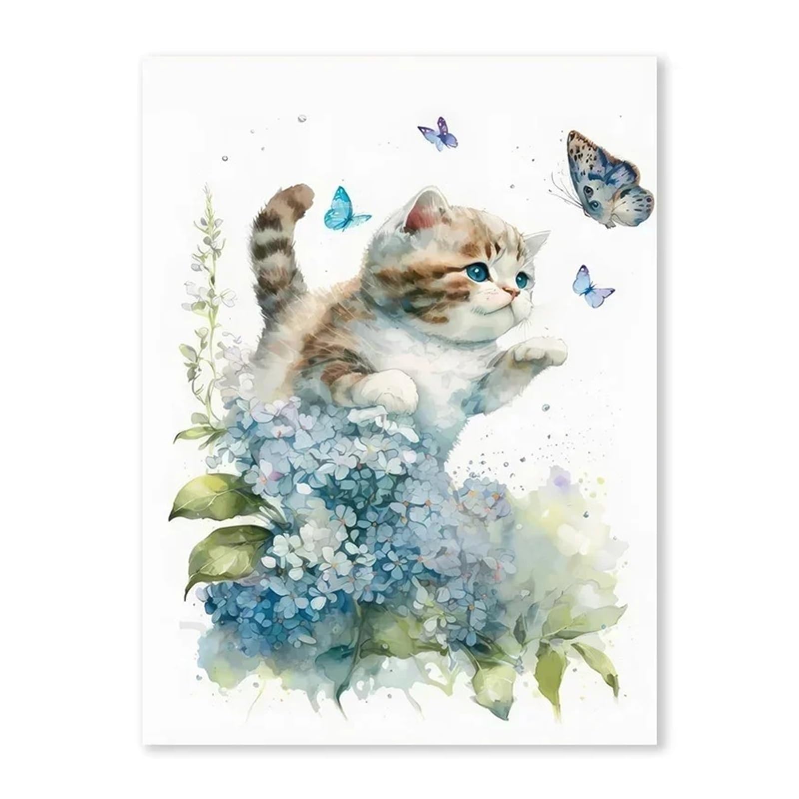 XENITE Wall Art Canvas Prints Elephant Panda Tiger Koala Cat Cartoon Animal Watercolor Posters Nursery Canvas Painting Wall Art Print Pictures Baby Room Decor(D,40X50cm)