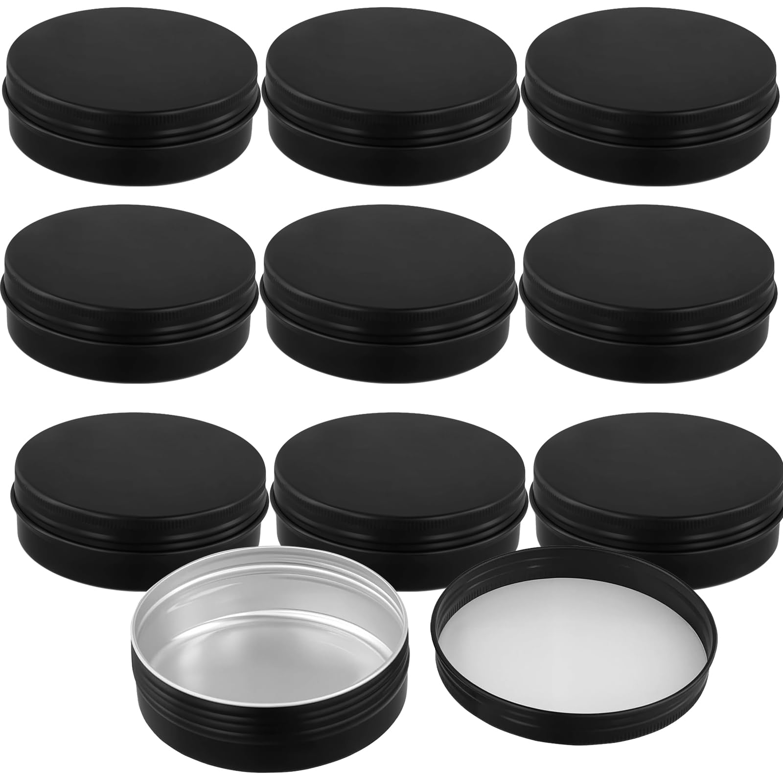 Boîtes rondes en aluminium avec couvercle à vis JEUIHAU - Lot de 50 pots hermétiques 118 ml