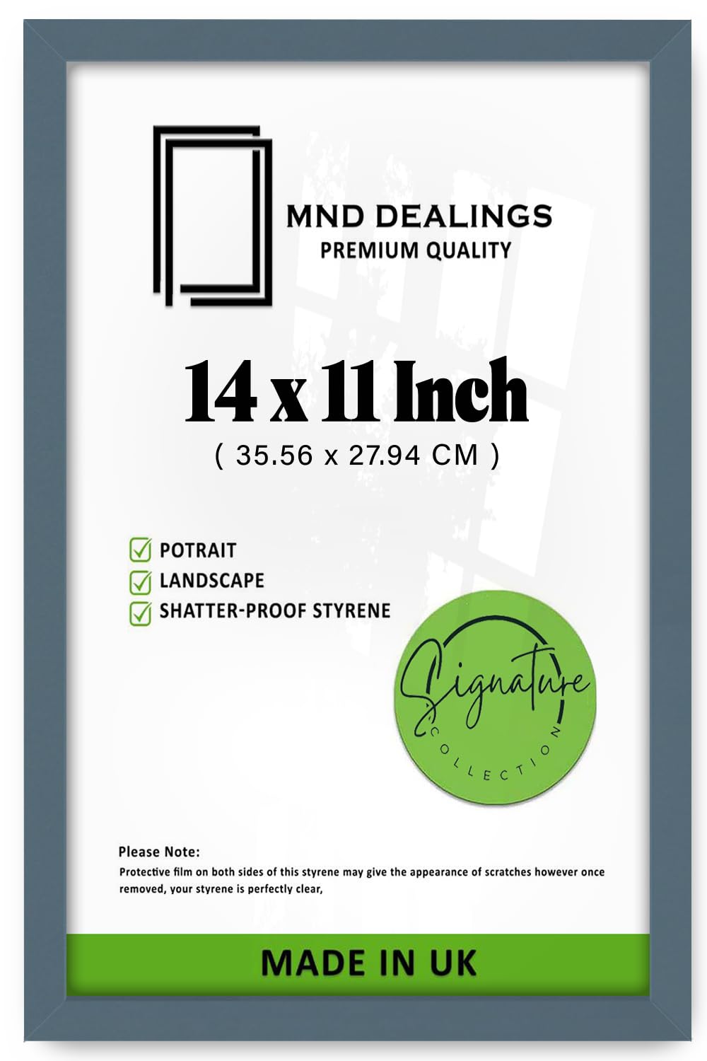 MND Dealings | MDF Poster Frame (35.56 x 27.94 CM) for Home & Office Décor, 35.56X27.94 CM Premium MDF Wood Finish, Includes Hanging Hooks for Easy Wall Mounting [ Dark Grey ]