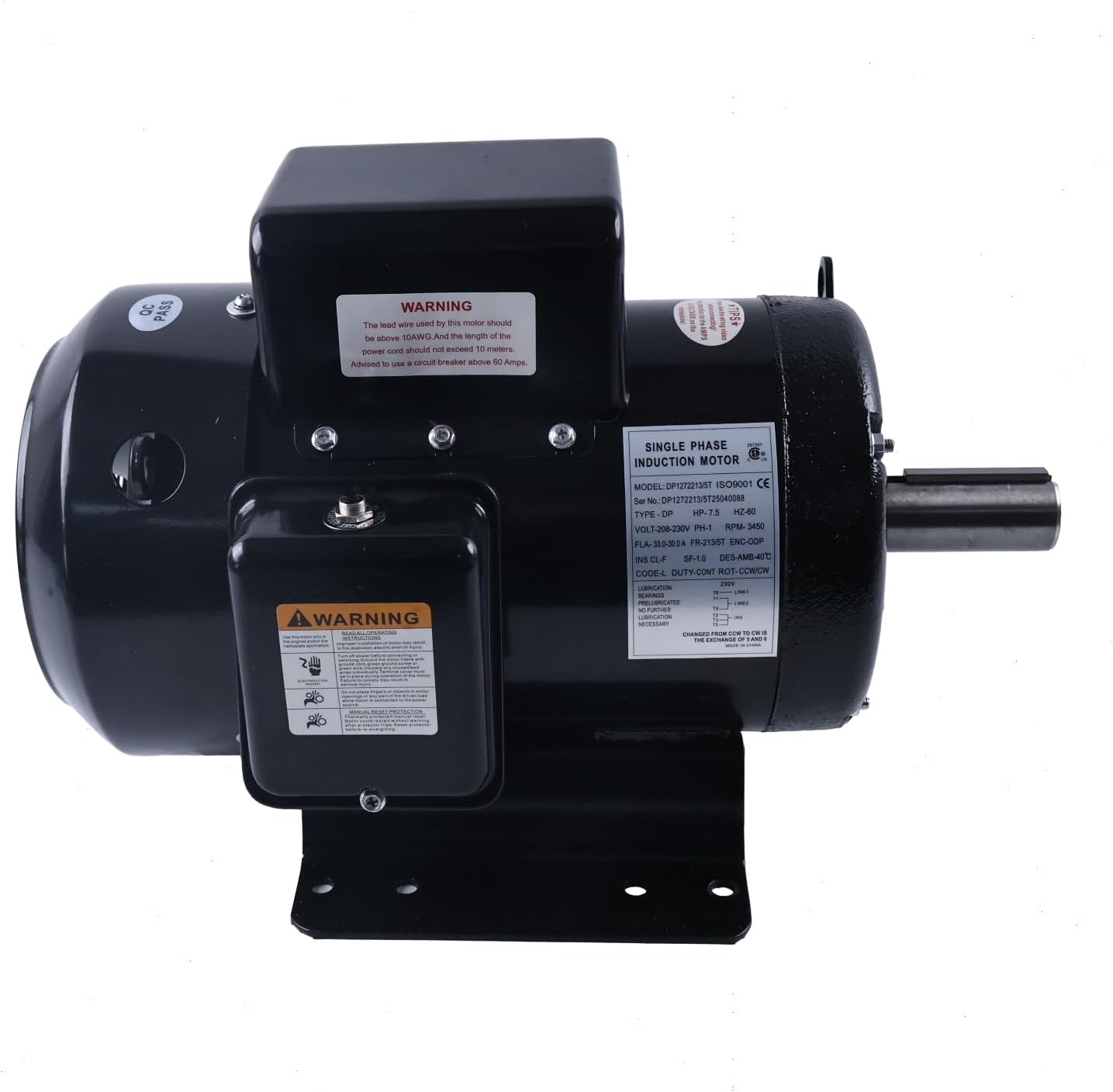 7.5HP Air Compressor Motor 23172604 Compatible for Ingersoll Rand Single Phase 230V 3450RPM 1-PHASE 213T Frame