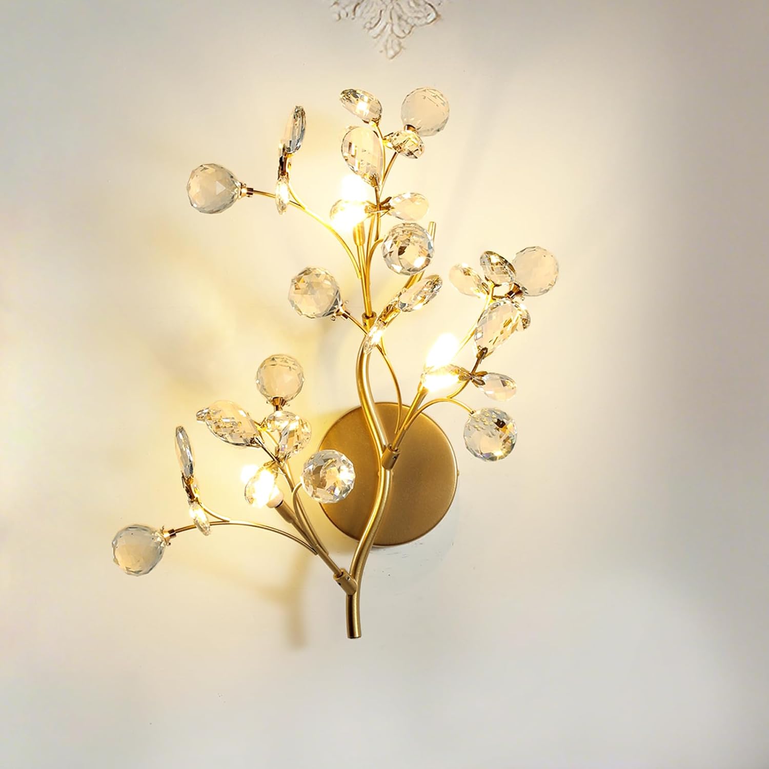 3-Light Gold Crystal Wall Sconce ModernVanity Light for Living Room BedroomHallway Bathroom Dressing Table