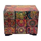 NOVICA Decoupage Wood Jewelry Box Chest of Drawers, Huichol Portal'
