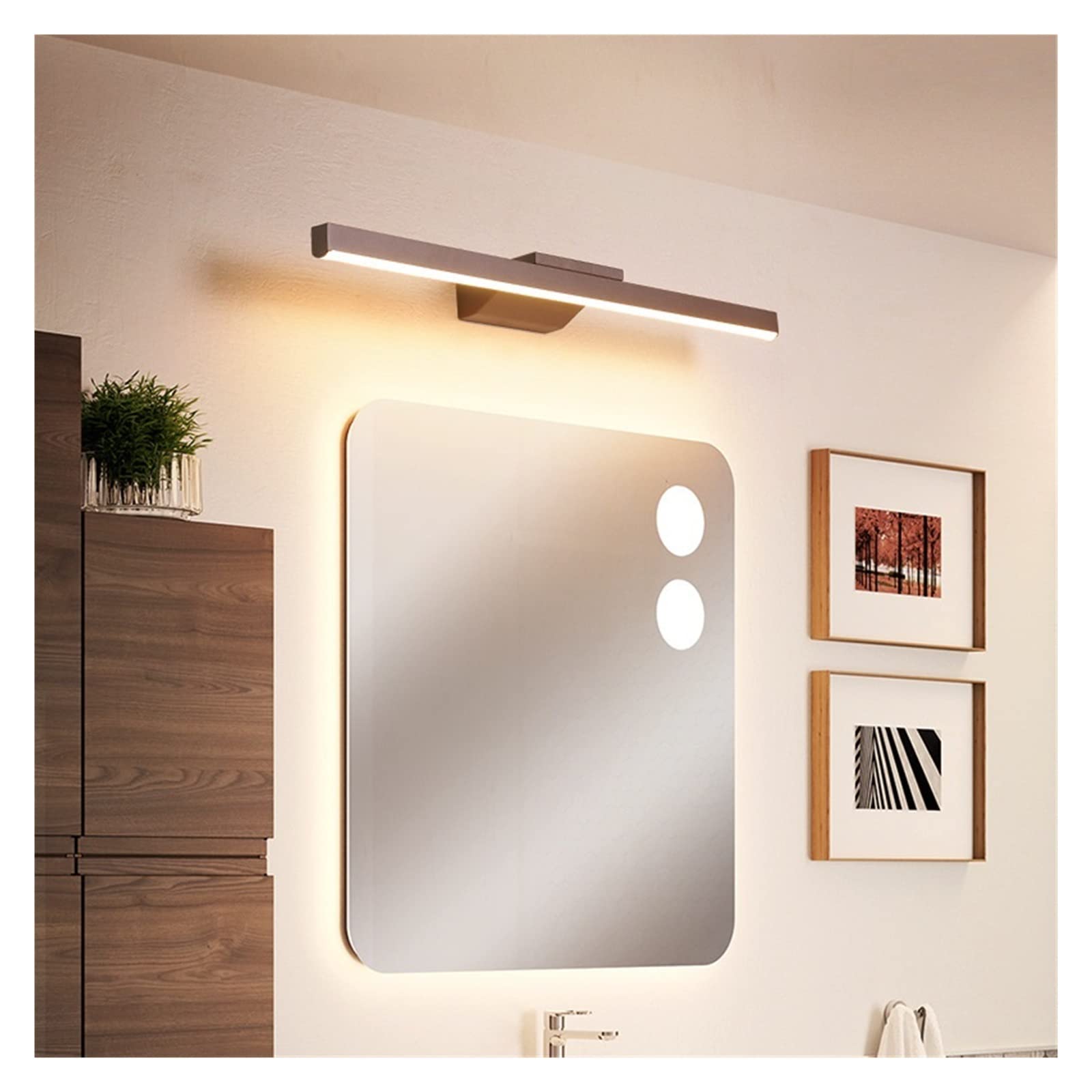 Bezprzewodowa Lampa Do Obrazu, Oświetlenie obrazu, Oświetlenie ramki obrazu, Naścienne oświetlenie obrazu, Wykończenie z polerowanego mosiądzu, z wbudowanym włącznikiem/wyłącznikiem, podstawa świeczni
