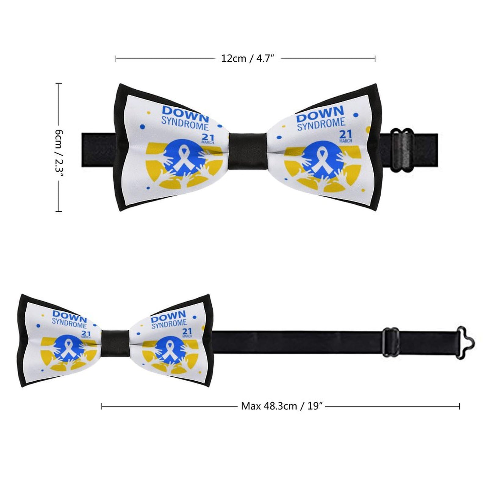 GoasNei World Down Syndrome Awareness Day Bow Tie for Men Adjustable Necktie Funny Tie Neck Ties for Weddings Party
