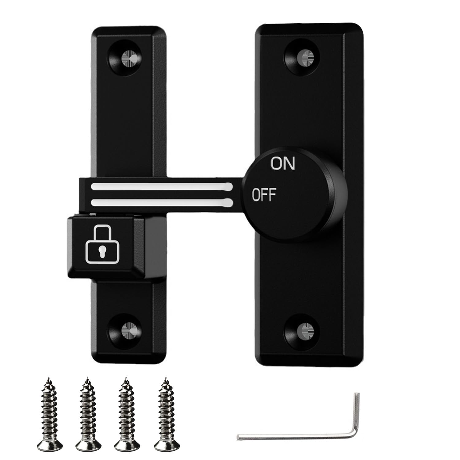 Chiavistello Scorrevole In Lega Di Zinco – Angolo 90/180° Per Porta Bagno, Balcone E Stanza – Nero, Fissaggio A Vite Robusto